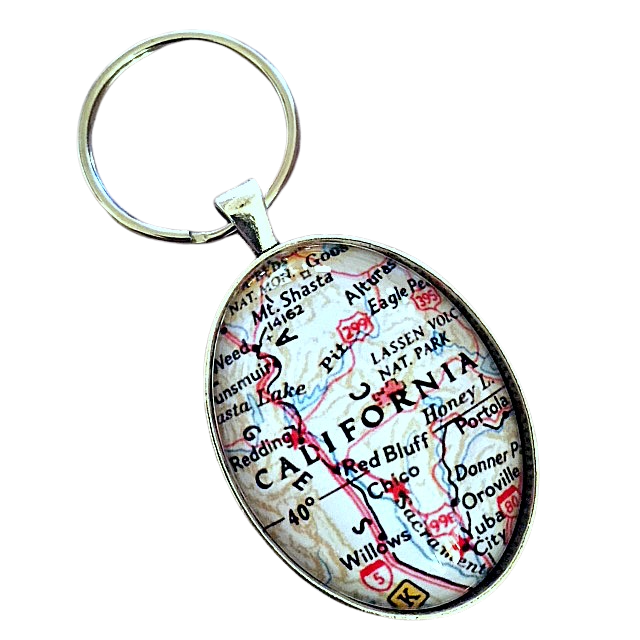Oval Map Keychain